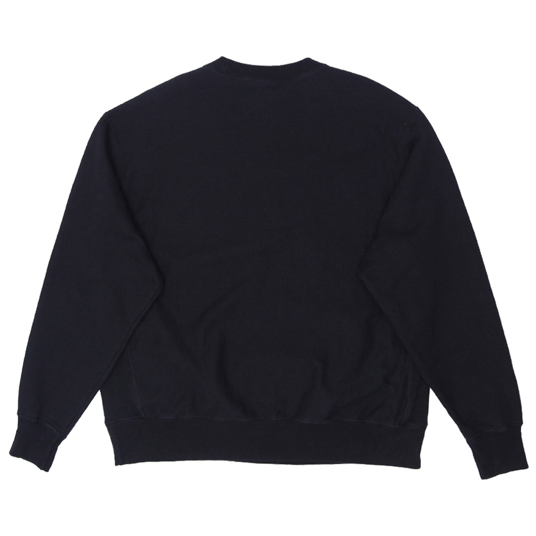 Mens Champion Reverse Weave Embroidered Black Crewneck Sweatshirt