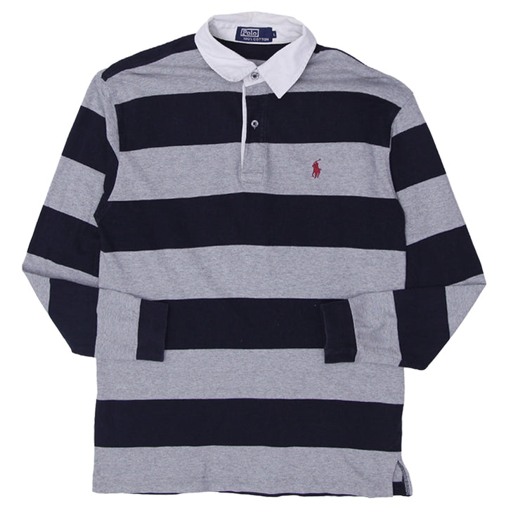 Mens Polo Striped Long Sleeve Polo T-Shirt