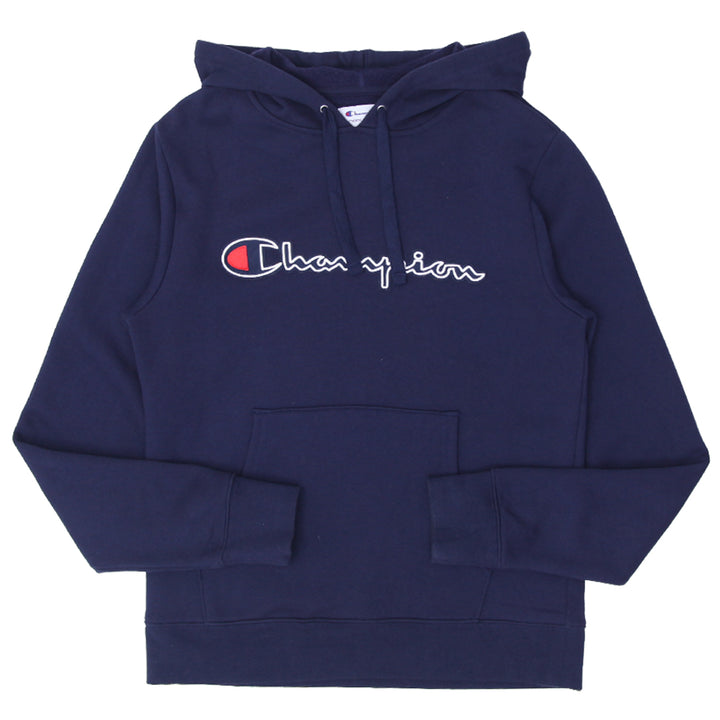 Mens Champion Spell Out Pullover Hoodie Navy Blue