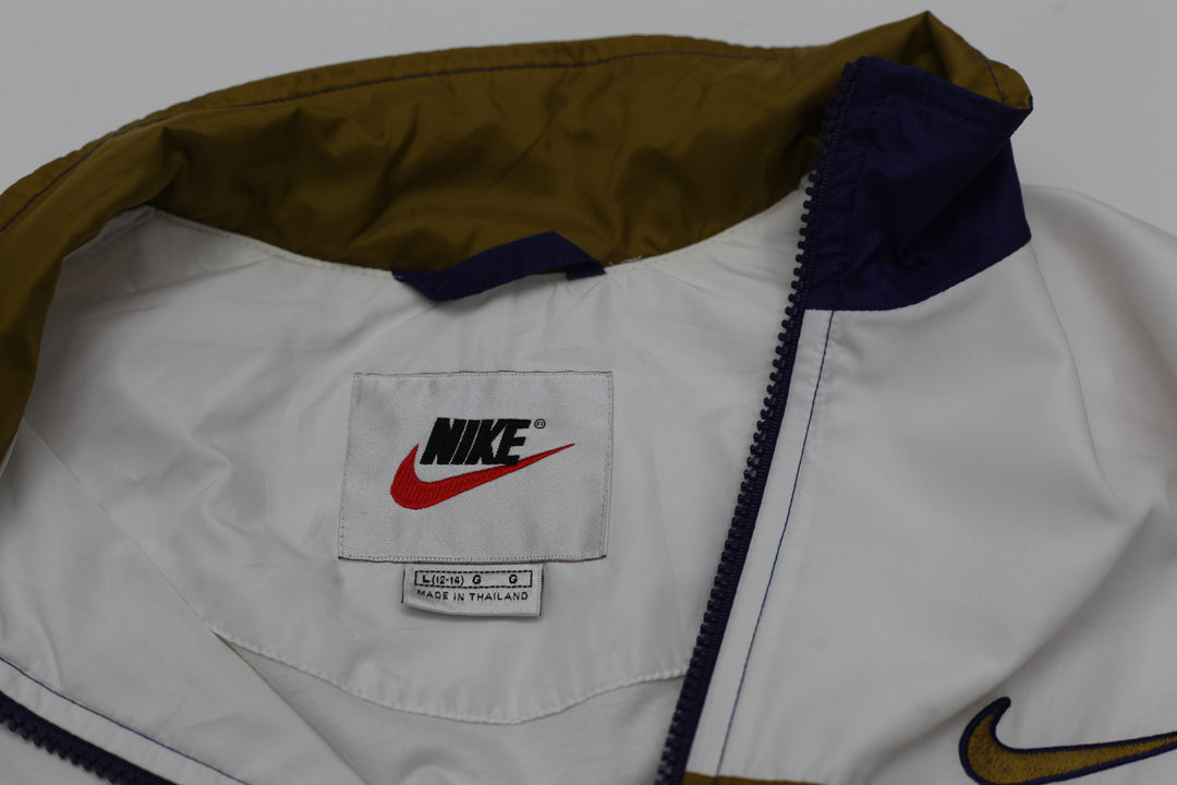 90's Vintage Swoosh Embroidered Full Zip Windbreaker Jacket Ladies