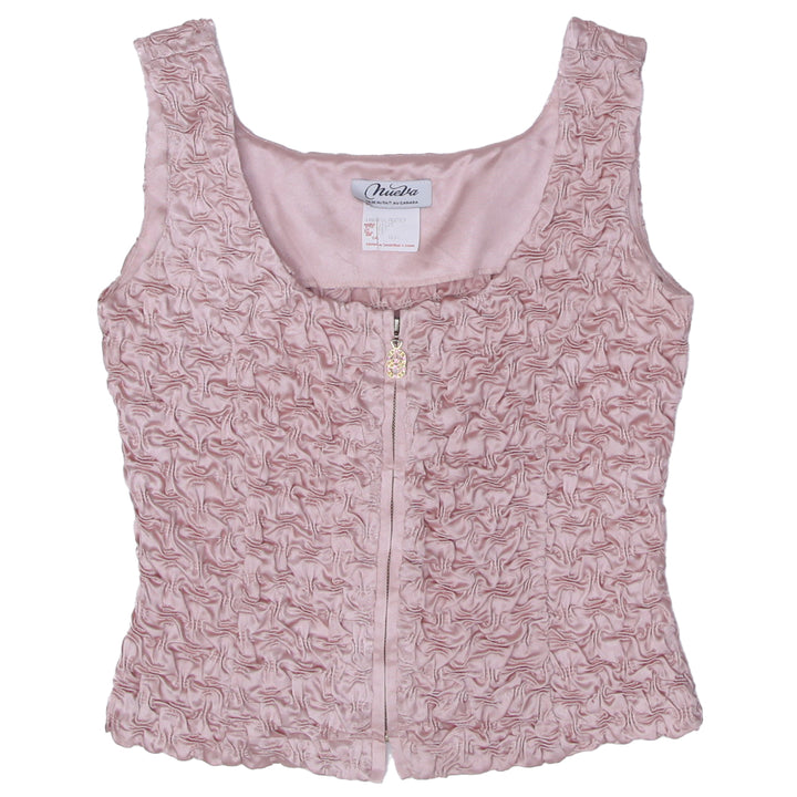 Y2K Sleeveless Front Zip Pink Top