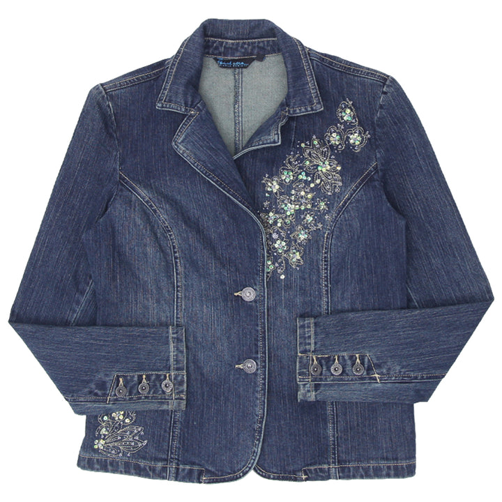 Y2K Point Zero Embroidered & Sequins Detailed Denim Jacket