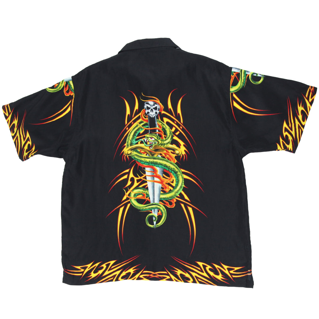 Mens Mecca Clothing Flaming Snake Skull Shirt