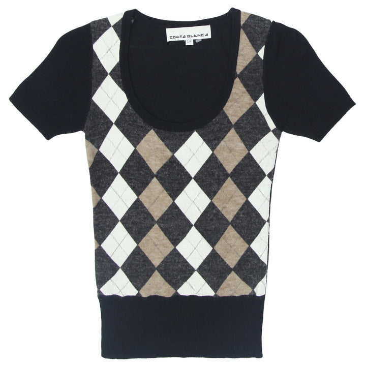 Ladies Costa Blanca Argyle Short Sleeve Sweater