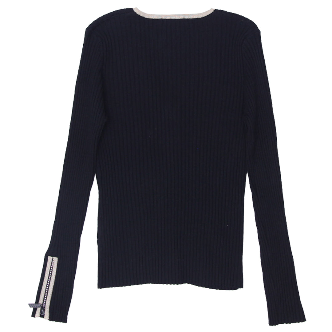 Y2K Long Sleeve Ribbed Zip Up Stretch Sweater Top