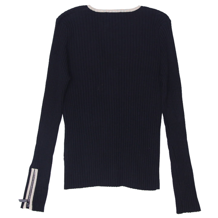 Y2K Long Sleeve Ribbed Zip Up Stretch Sweater Top