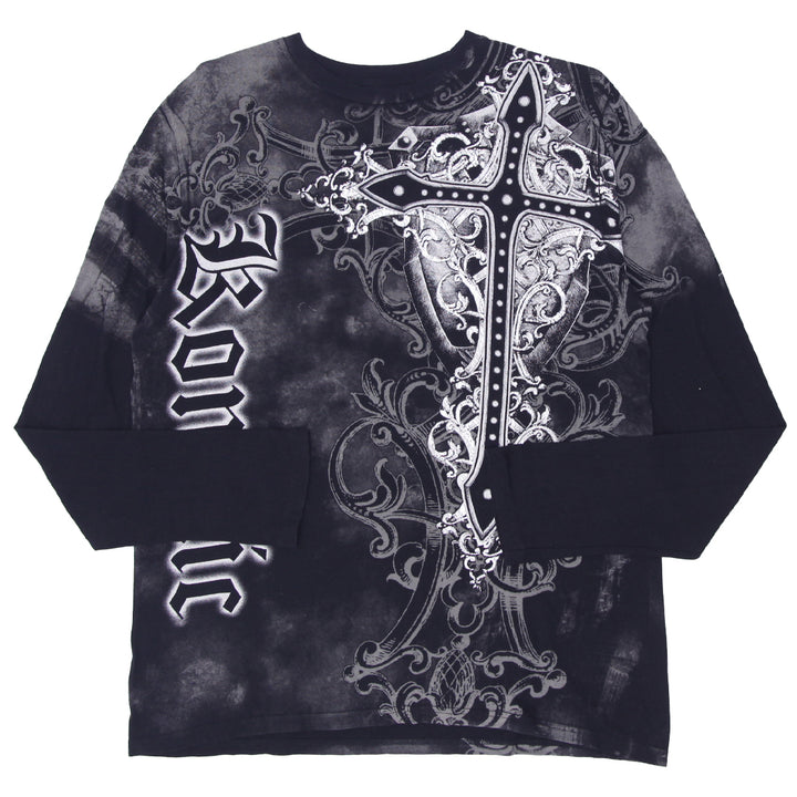 Mens Y2K Konflic Cross Winged Long Sleeve T-Shirt